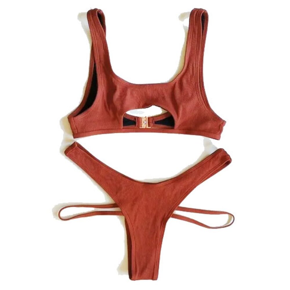 2PC Set Somerfield Swim Ribbed Bikini S/M Sunburnt Copper